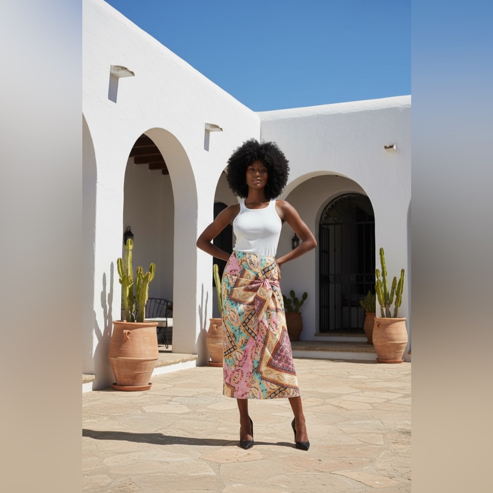 Colorful boho Paisley Wrap Skirt